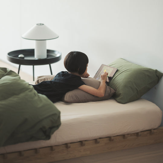 "SHIWA" Cotton Broad Box Sheet（Sand Beige）｜ボックスシーツ