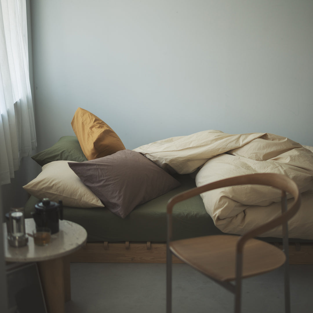 "SHIWA" Cotton Broad Box Sheet（Moss）｜ボックスシーツ