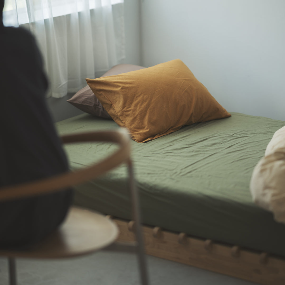 "SHIWA" Cotton Broad Pillow Case （Mustard）｜ピローケース